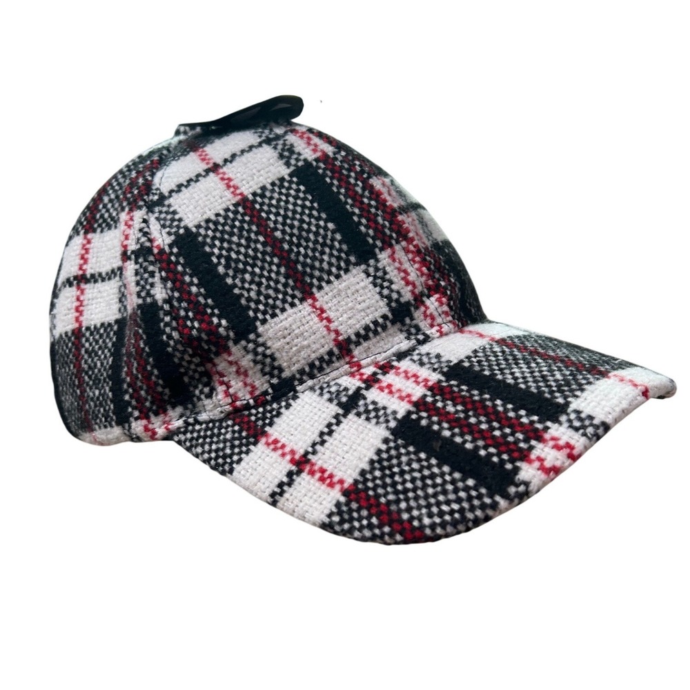Plaid Baseball Cap Preppy Tweed Tartan Chic Classy Adjustable Hat NWT